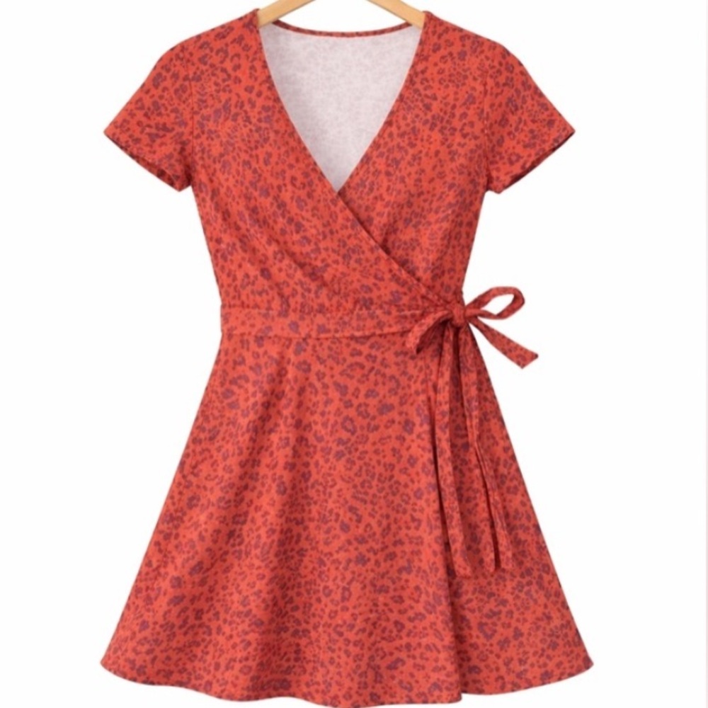 Forever 21 Leopard Print Wrap Dress – Rust Orange – Size Small
